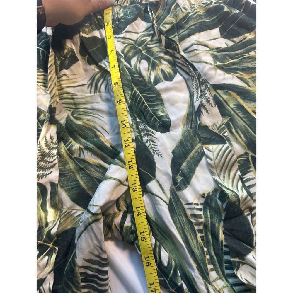 HM Tropical Leaf Print Paperbag Waist Pants Green White Viscose Size 10 NWT - Picture 7 of 8